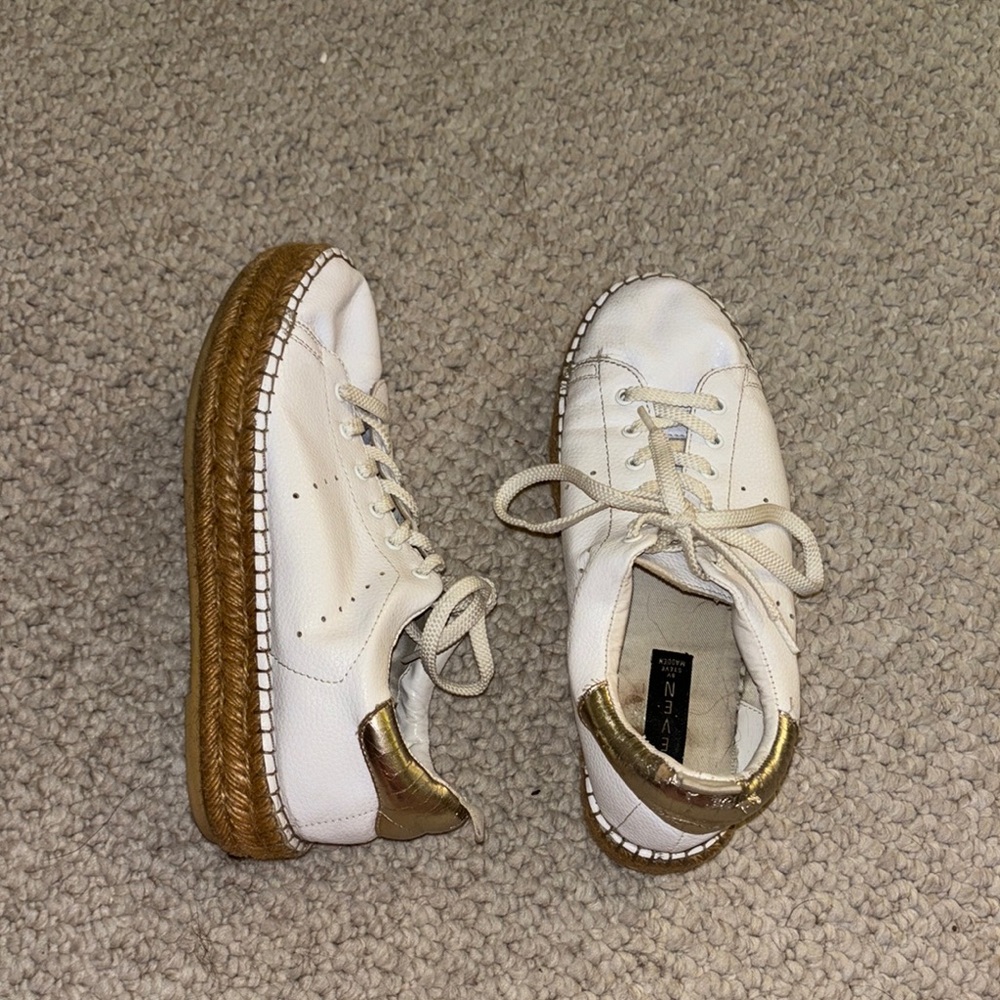 Steven By Steve Madden White and Gold Sneakers